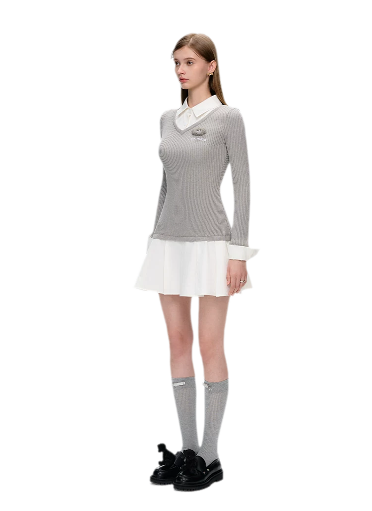 Faux Layered Knit Dress
