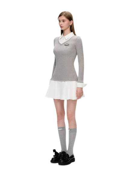Faux Layered Knit Dress