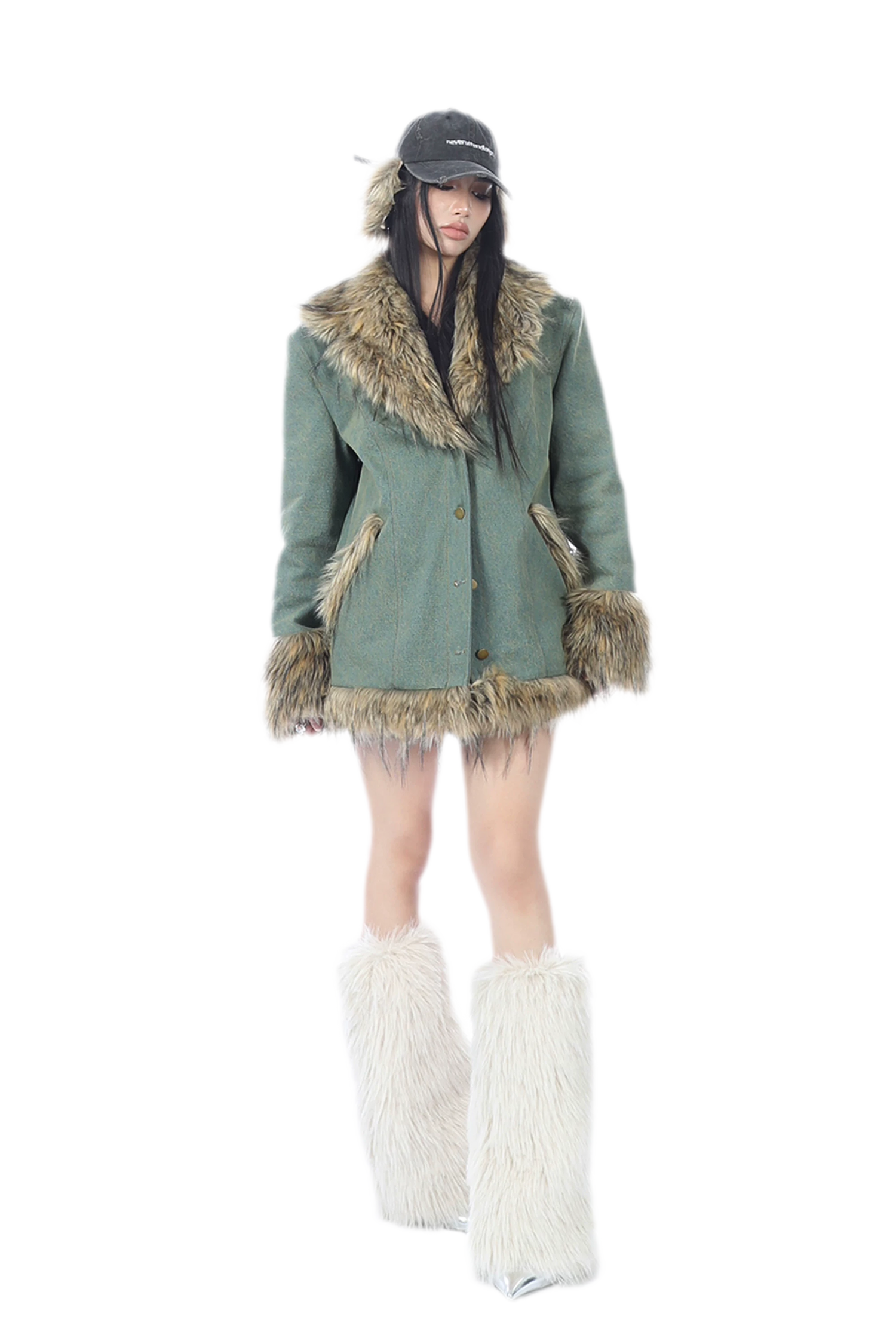 Distressed Faux Fur Cap