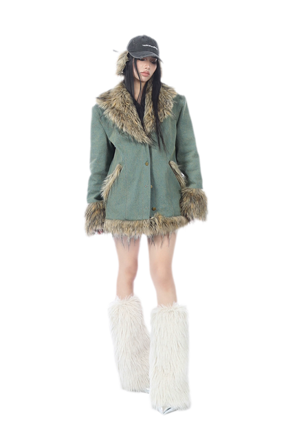 Distressed Faux Fur Cap