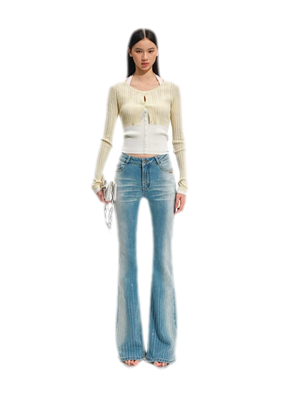 Shimmer Micro-Flare Jeans