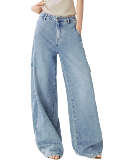 Multi Pocket Wide Leg Jeans