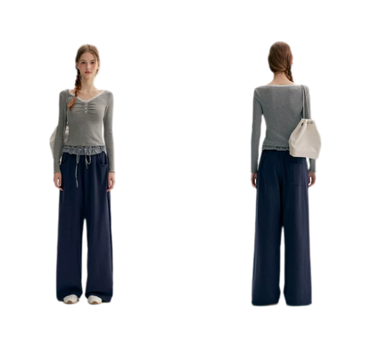 Contrast Plaid Wide Sweatpants