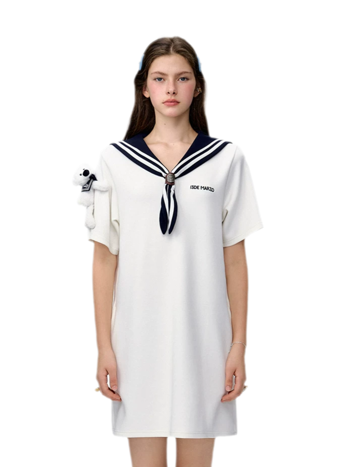 Sailor Collar T-Shirt Dress