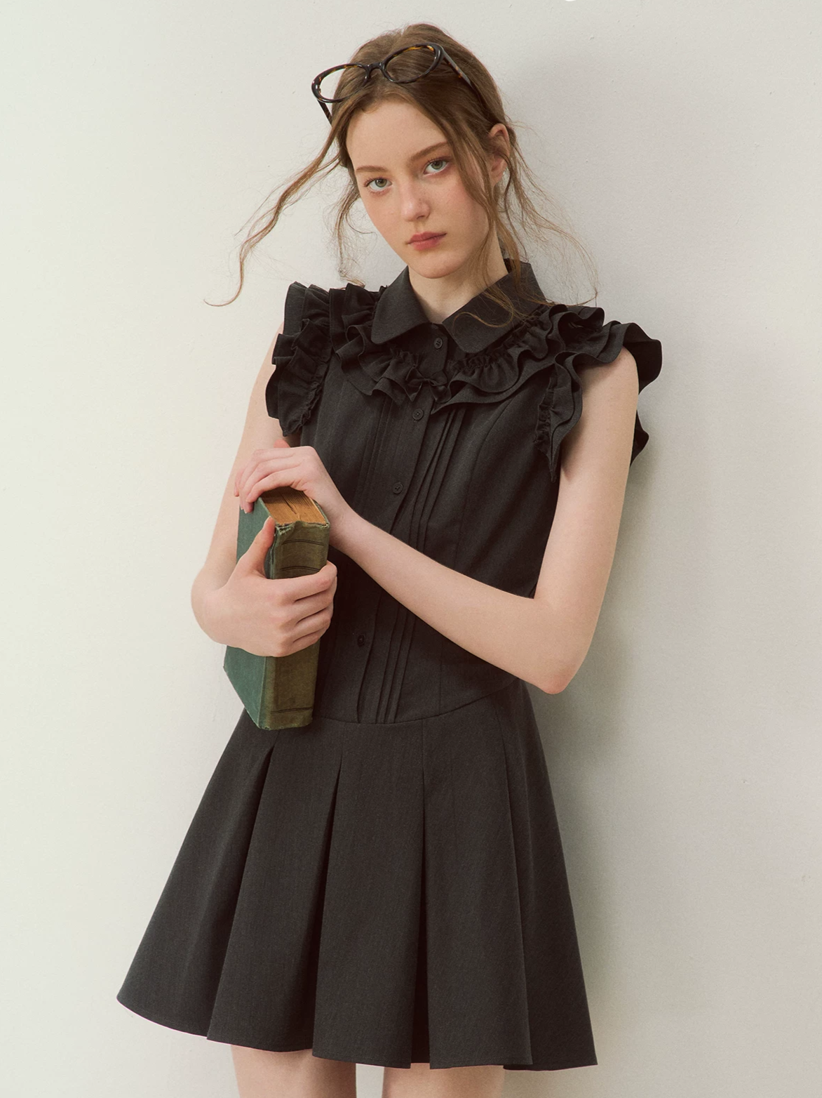 Pintuck Ruffle Dress