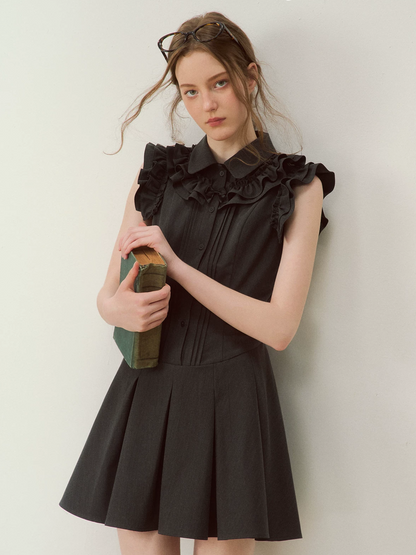 Pintuck Ruffle Dress