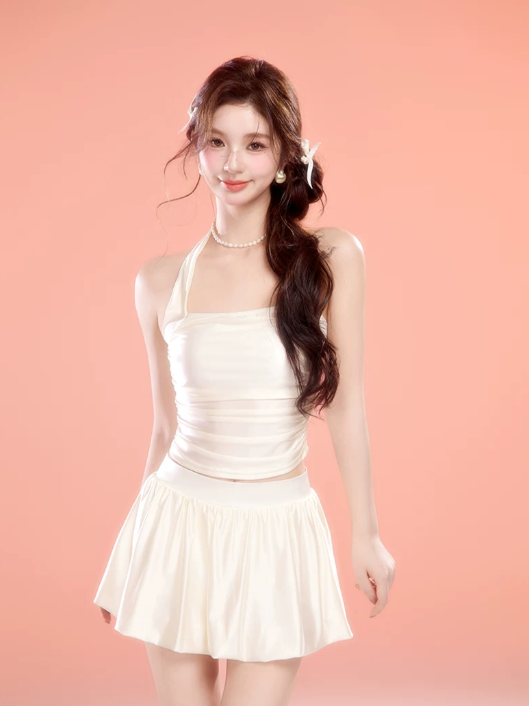 White Two-Piece Swim Dress