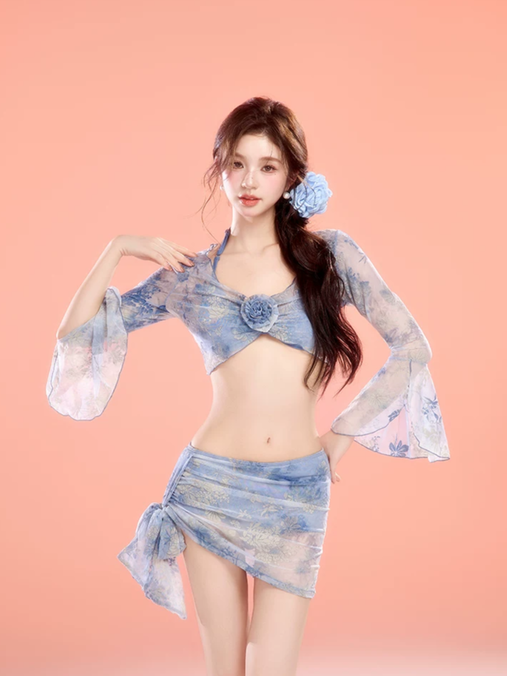 Blue Skirted Swim Set