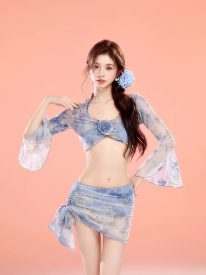 Blue Skirted Swim Set