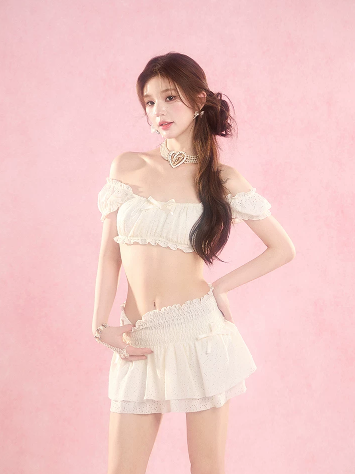 Lace Trim Swim Set