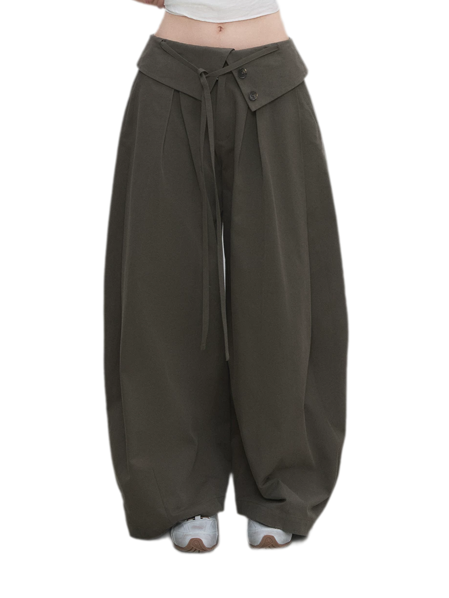 Lyocell Pleated Wide-Leg Trousers