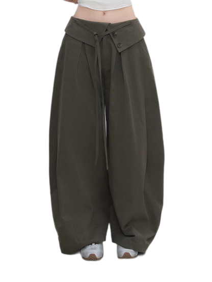 Lyocell Pleated Wide-Leg Trousers