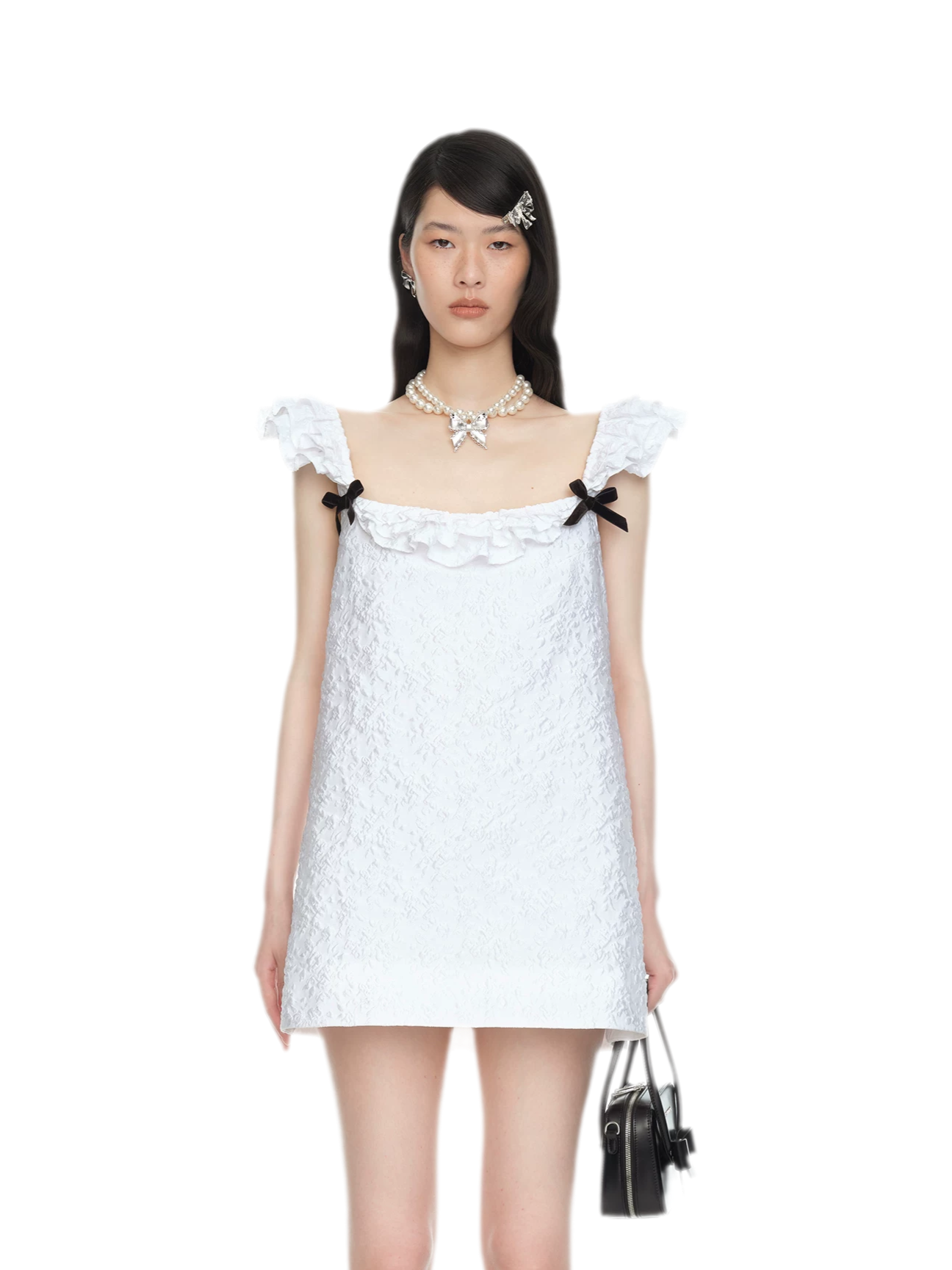 Ruffled Bow A-Line Mini Dress