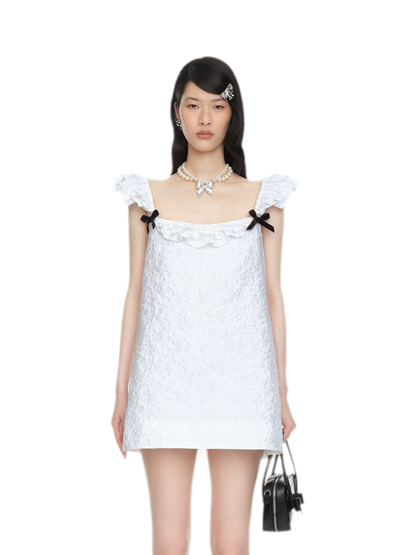 Ruffled Bow A-Line Mini Dress