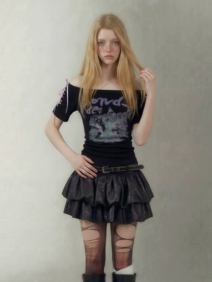 Graphic Tie Shoulder T-Shirt