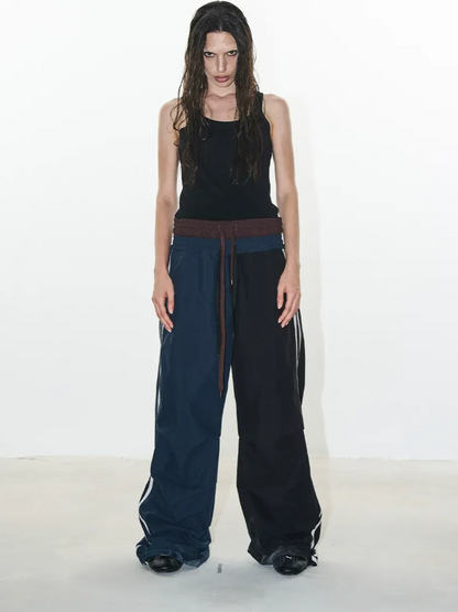 Pleated Wide-Leg Track Pants