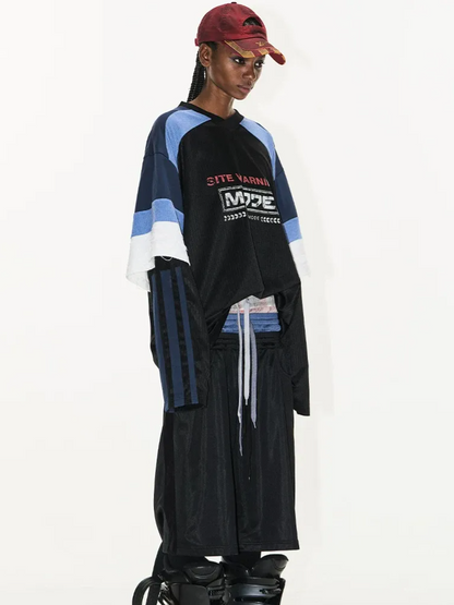 Textured Colorblock Faux-Layer T-Shirt