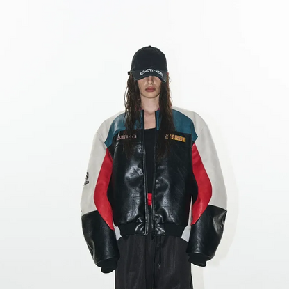 Color-Blocked Embroidered Padded Jacket