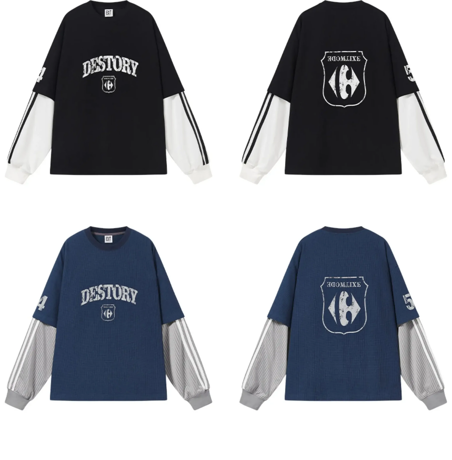 Distressed Graphic Layered Long-Sleeve Tee