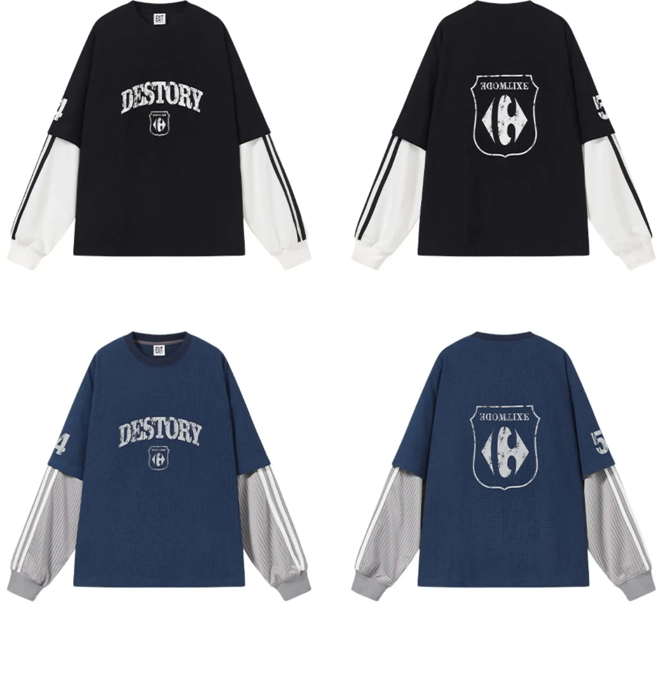 Distressed Graphic Layered Long-Sleeve Tee