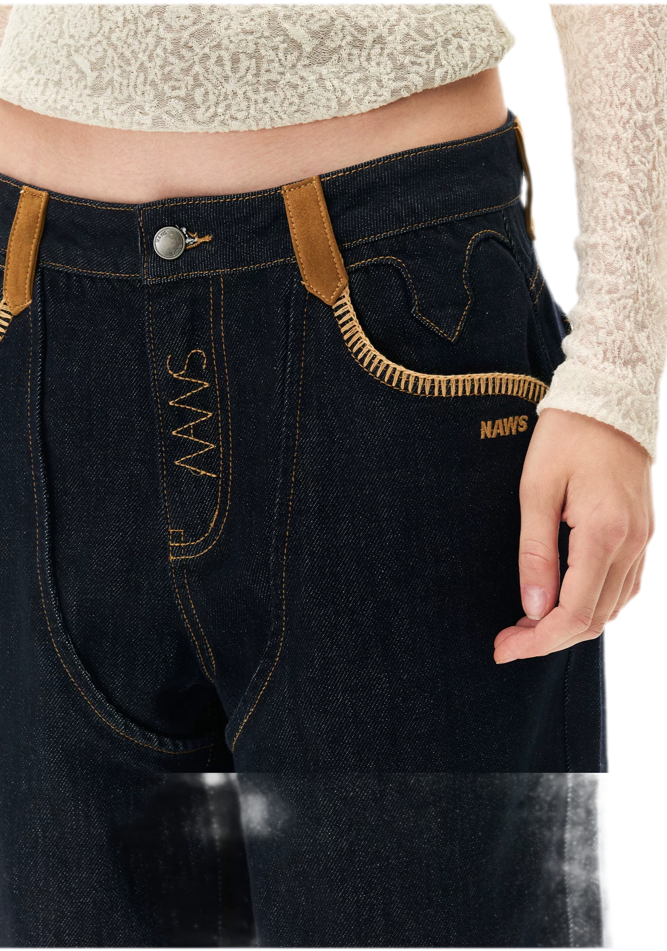 Coated Wide-Leg Denim Jeans