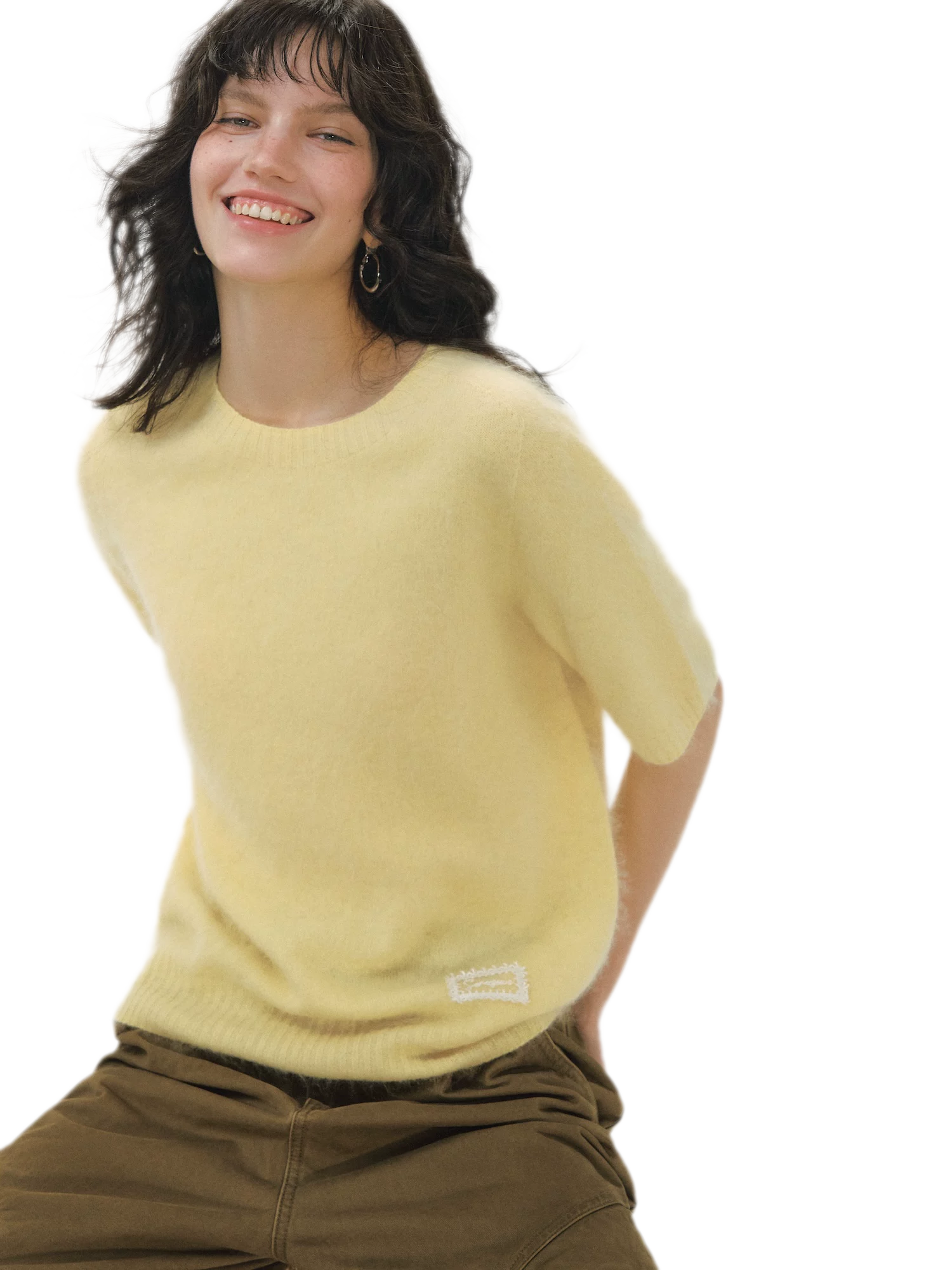 Fuzzy Knit Short Sleeve Sweater