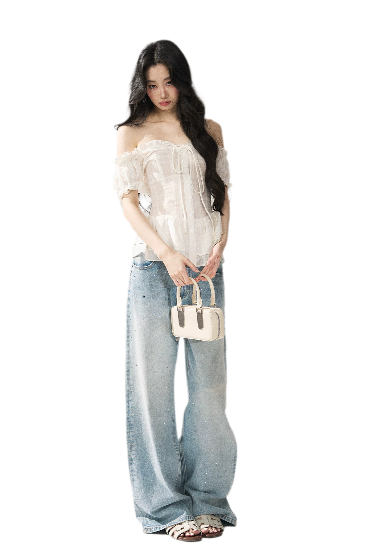 Crystal Trim Denim Pants