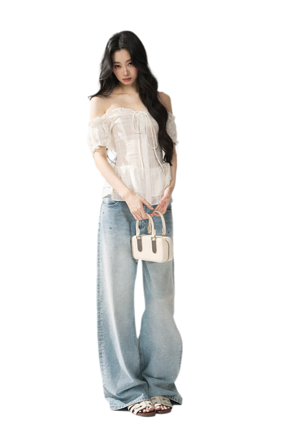 Crystal Trim Denim Pants