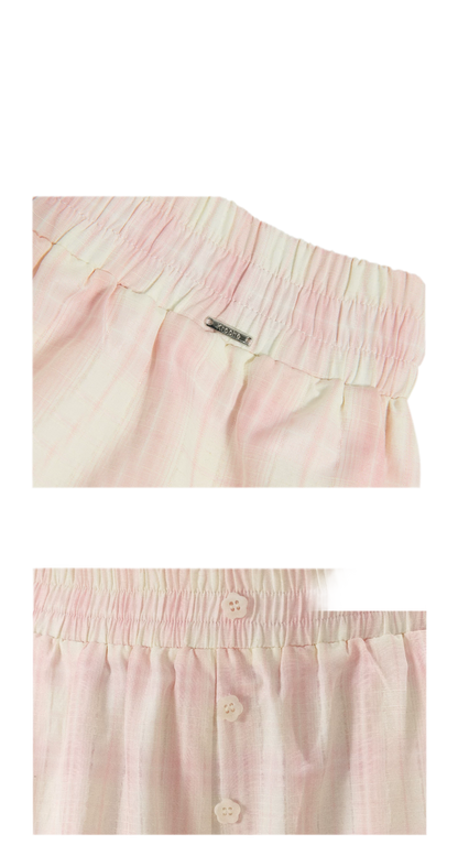 Linen Checkered High-Waist Wide-Leg Pants