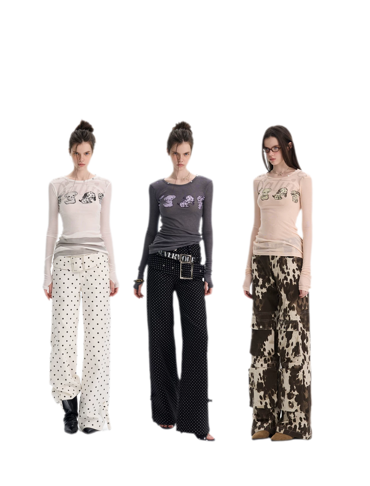 T-shirt stampata slim fit a maniche lunghe