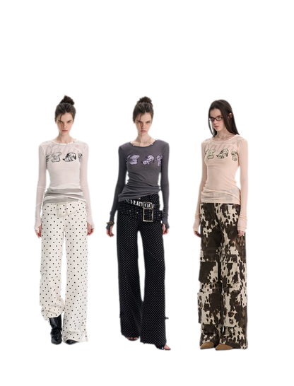 T-shirt stampata slim fit a maniche lunghe