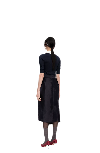 Silk Cashmere Collared Knit Top