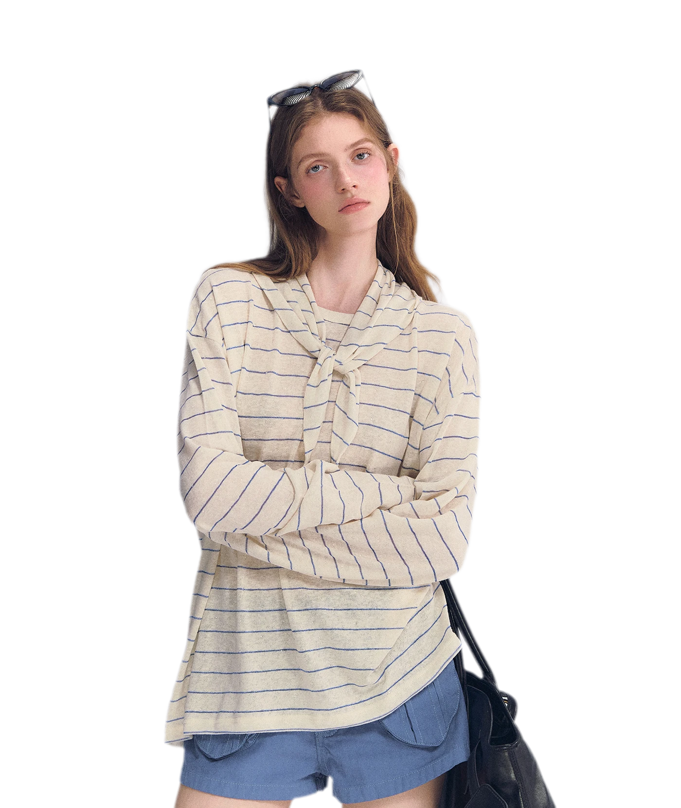 Striped Rhinestone Cotton Tee
