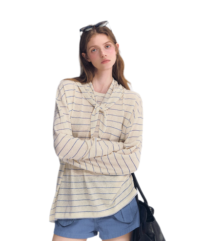 Striped Rhinestone Cotton Tee