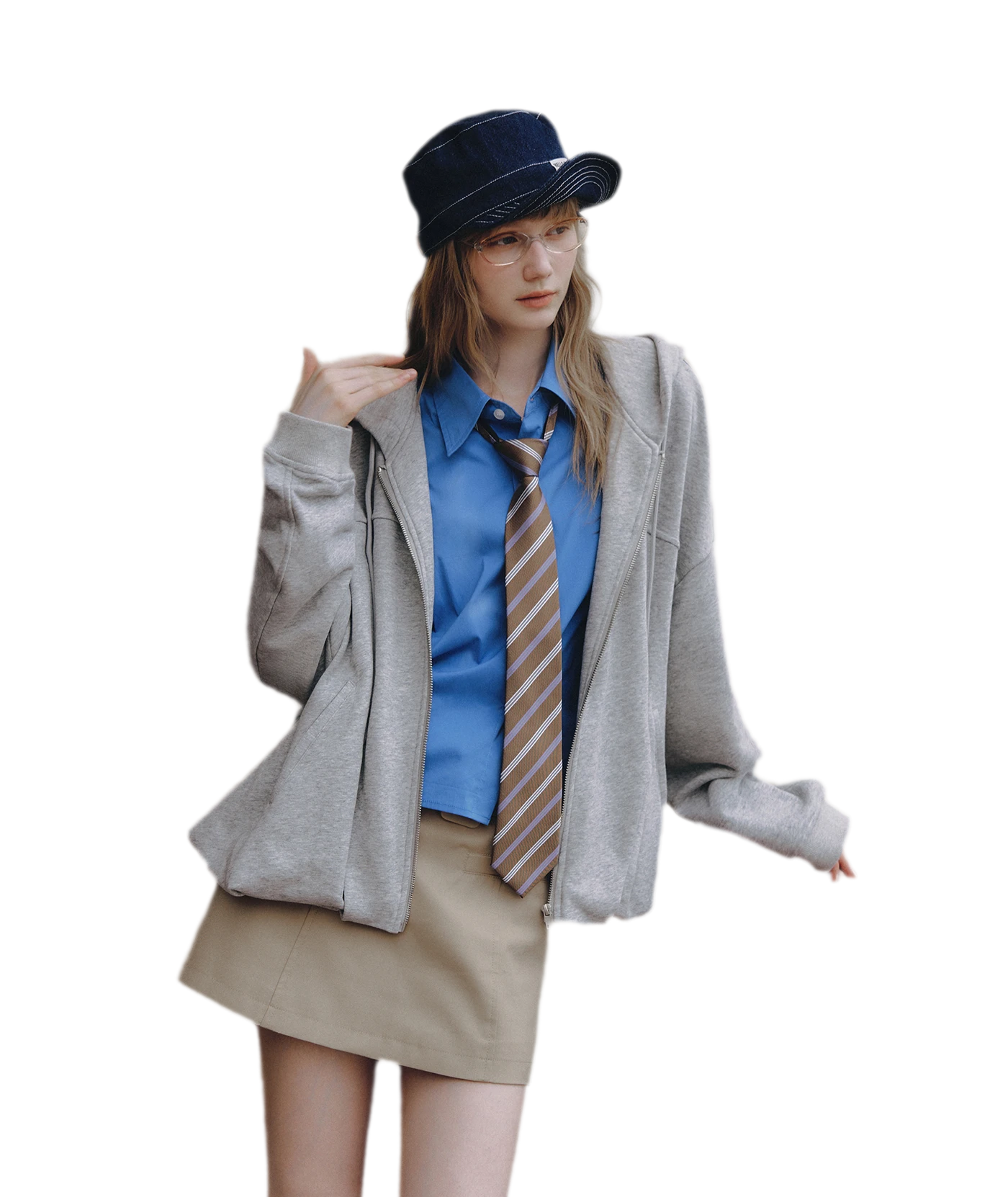 Twill Belted A-Line Skort