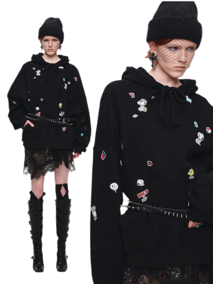 Brushed Oversized Graphic Hoodie