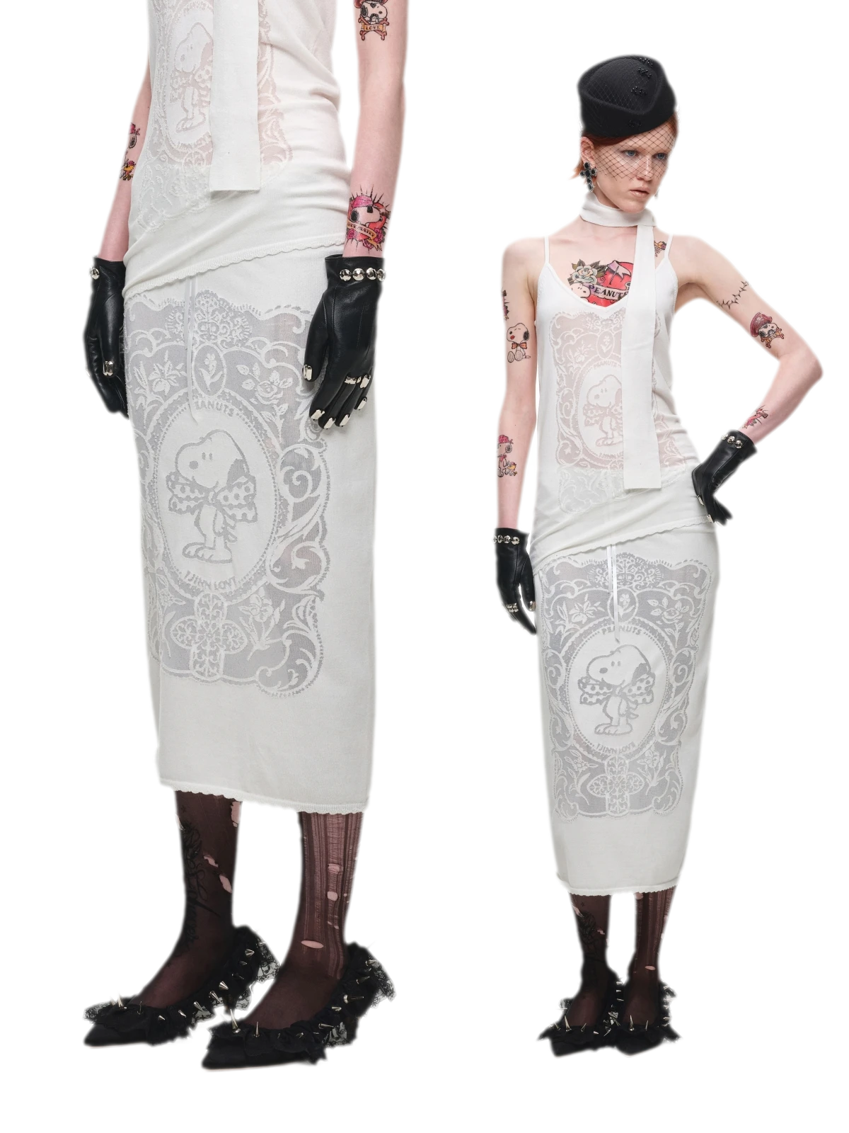 Burnout Graphic Midi Knit Skirt