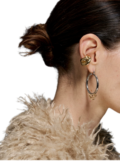 Punk Style Overlapping Gold and Silver Earrings