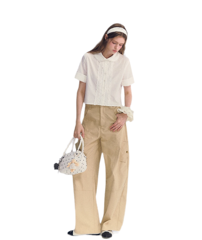 Lace Collar Cotton Shirt