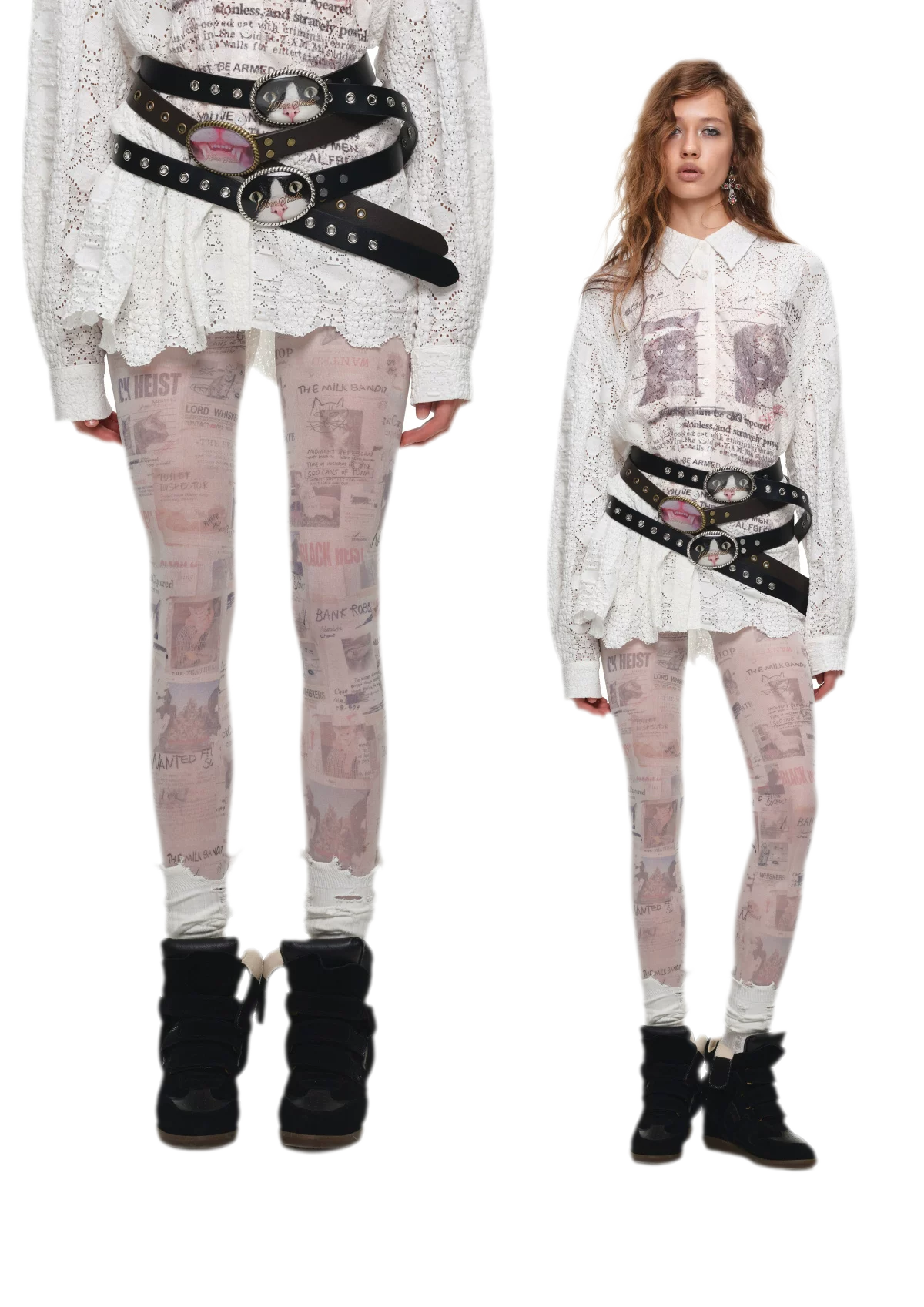 Vintage Cat Print Tights