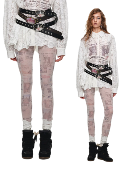 Vintage Cat Print Tights