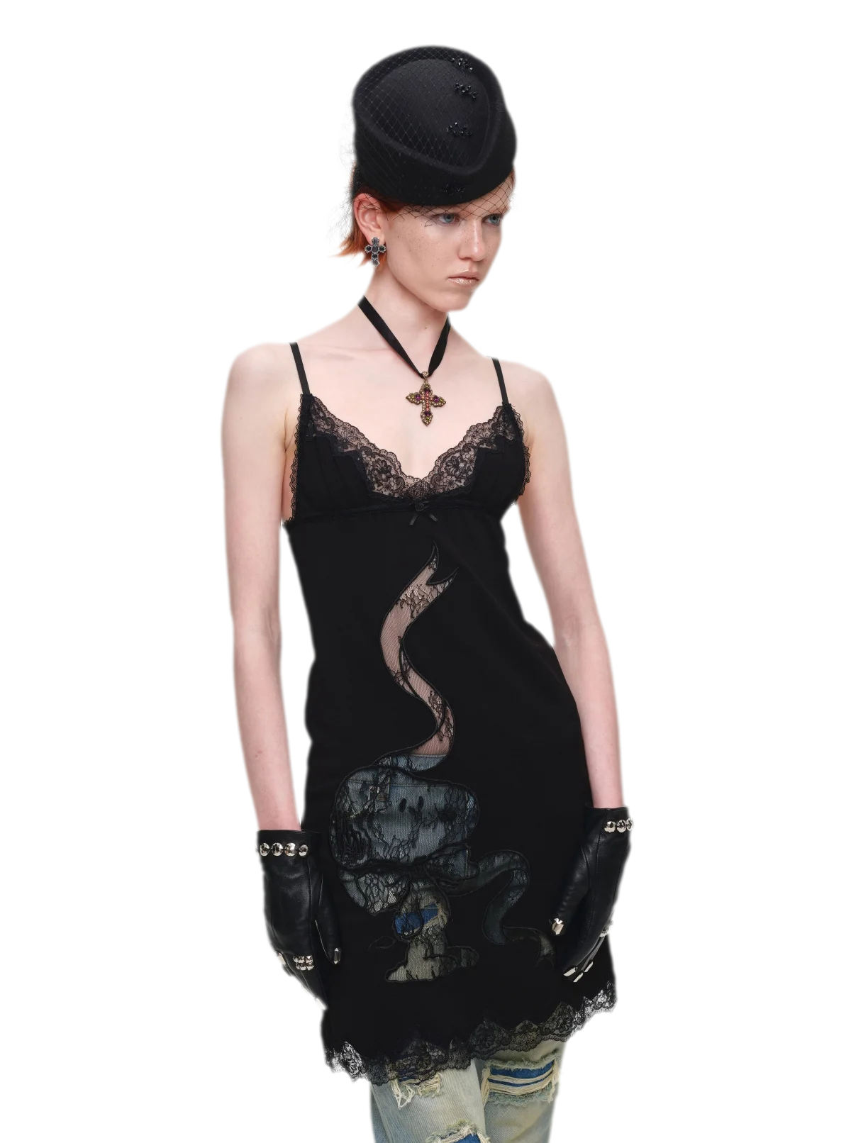 Lace Appliqué Fitted Slip Dress