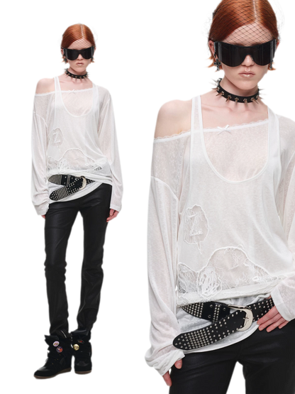 Washed Leather-Look Slim Pants