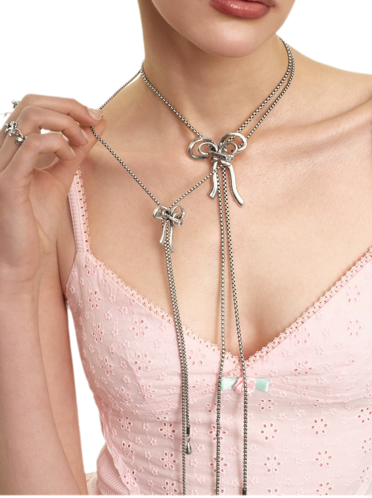 Vintage Rhinestone Bow Necklace