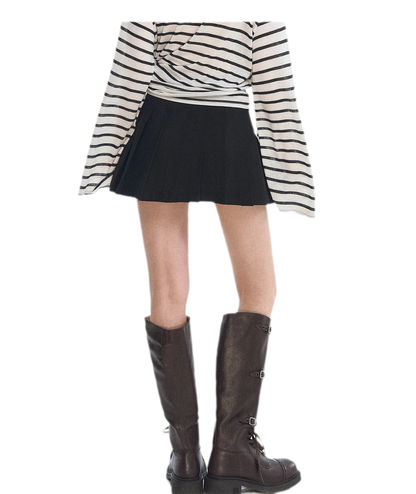 Asymmetrical Pleated A-Line Skort