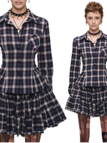 Plaid Tiered Skirt Set