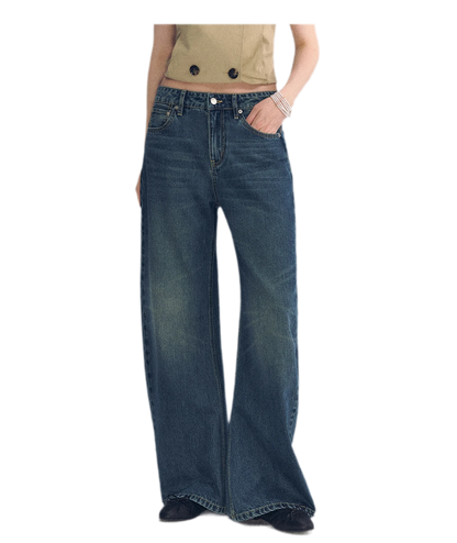 Vintage Wash Wide-Leg Jeans