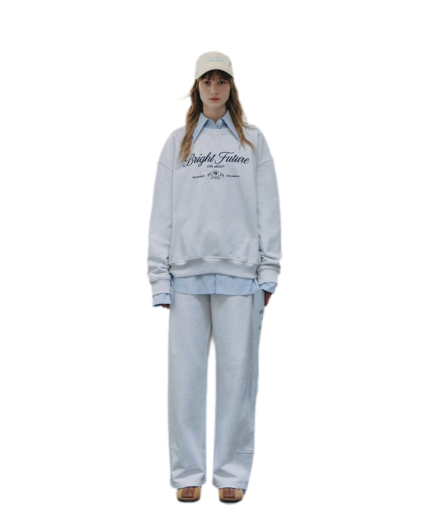 Cotton Curved Wide-Leg Pants