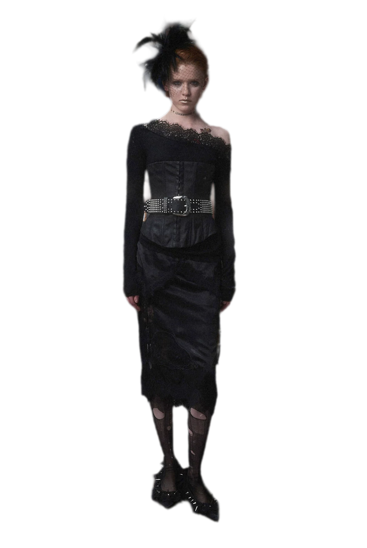 Washed Faux-Leather Corset Belt