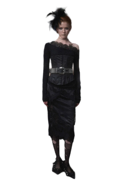 Washed Faux-Leather Corset Belt
